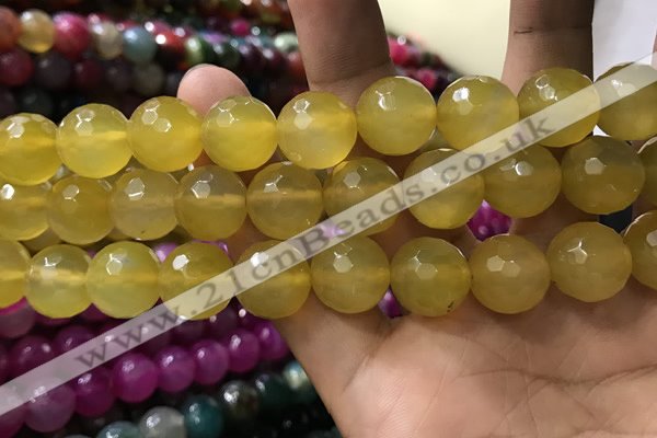 CAA3429 15 inches 14mm faceted round agate beads wholesale