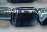 CAA343 15.5 inches 22*30mm rectangle blue line agate beads