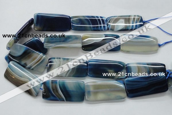 CAA344 15.5 inches 25*50mm rectangle blue line agate beads