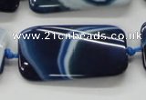 CAA345 15.5 inches 20*45mm twisted rectangle blue line agate beads