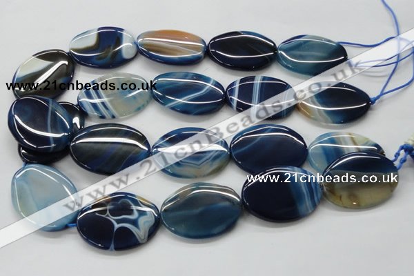 CAA346 15.5 inches 30*40mm oval blue line agate gemstone beads