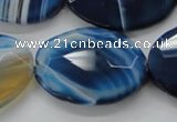 CAA350 15.5 inches 18*25mm faceted oval blue line agate beads