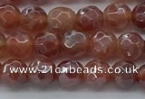 CAA3508 15.5 inches 4mm faceted round AB-color fire agate beads