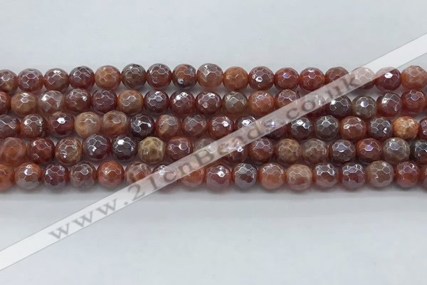 CAA3509 15.5 inches 6mm faceted round AB-color fire agate beads