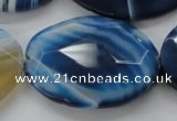 CAA351 15.5 inches 30*40mm faceted oval blue line agate beads