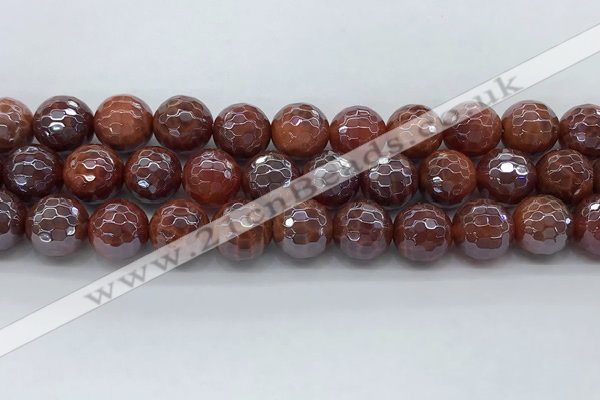 CAA3513 15.5 inches 14mm faceted round AB-color fire agate beads