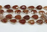 CAA3528 7.5 inches 13*18mm faceted flat teardrop fire agate beads