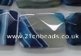 CAA353 15.5 inches 22*30mm faceted rectangle blue line agate beads