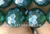 CAA3546 15.5 inches 12mm faceted round AB-color green agate beads