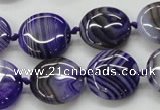 CAA355 15.5 inches 18mm flat round violet line agate gemstone beads