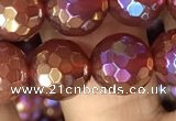 CAA3551 15.5 inches 10mm faceted round AB-color red agate beads