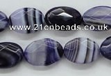 CAA357 15.5 inches 13*18mm faceted oval violet line agate beads