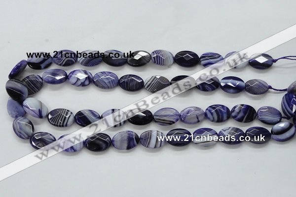 CAA357 15.5 inches 13*18mm faceted oval violet line agate beads