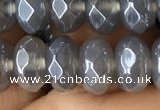 CAA3571 15.5 inches 5*8mm faceted rondelle AB-color grey agate beads