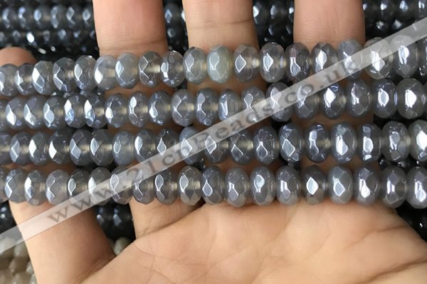 CAA3571 15.5 inches 5*8mm faceted rondelle AB-color grey agate beads