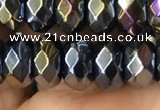 CAA3573 15.5 inches 5*8mm faceted rondelle AB-color black agate beads