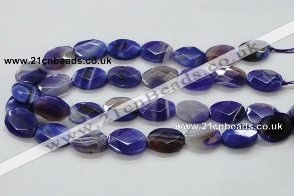 CAA358 15.5 inches 18*25mm faceted oval violet line agate beads