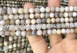 CAA3587 15.5 inches 6mm round matte ocean fossil agate beads