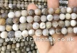 CAA3588 15.5 inches 8mm round matte ocean fossil agate beads