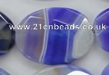 CAA359 15.5 inches 30*40mm faceted oval violet line agate beads