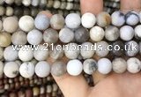 CAA3590 15.5 inches 12mm round matte ocean fossil agate beads