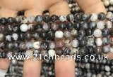 CAA3591 15.5 inches 4mm round black zebra agate beads wholesale