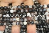 CAA3592 15.5 inches 6mm round black zebra agate beads wholesale