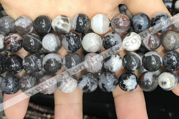 CAA3595 15.5 inches 12mm round black zebra agate beads wholesale