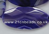 CAA360 15.5 inches 30*40mm faceted oval violet line agate beads