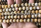 CAA3603 15.5 inches 8mm round yellow crazy lace agate beads