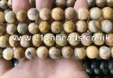 CAA3605 15.5 inches 12mm round yellow crazy lace agate beads