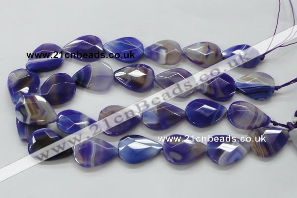 CAA361 15.5 inches 22*30mm faceted teardrop violet line agate beads