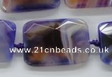 CAA362 15.5 inches 25*30mm faceted rectangle violet line agate beads