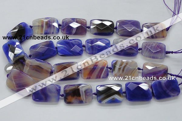 CAA362 15.5 inches 25*30mm faceted rectangle violet line agate beads