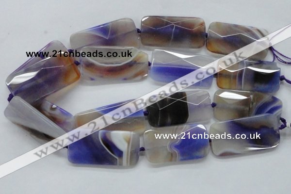 CAA363 15.5 inches 25*50mm faceted rectangle violet line agate beads