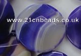 CAA364 15.5 inches 34mm faceted coin violet line agate beads