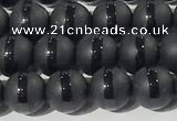 CAA3650 15.5 inches 6mm round matte & carved black agate beads