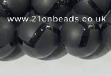 CAA3658 15.5 inches 12mm round matte & carved black agate beads