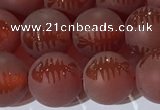 CAA3688 15.5 inches 10mm round matte & carved red agate beads