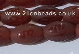 CAA3691 15.5 inches 8*12mm rice matte & carved red agate beads