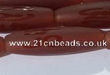 CAA3694 15.5 inches 8*30mm rice matte & carved red agate beads