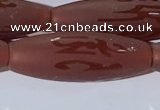 CAA3695 15.5 inches 10*30mm rice matte & carved red agate beads