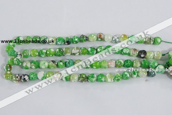 CAA370 15.5 inches 8mm faceted round fire crackle agate beads