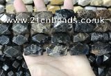 CAA3714 15*22mm - 16*25mm faceted nuggets chrysanthemum agate beads