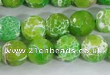 CAA372 15.5 inches 12mm faceted round fire crackle agate beads