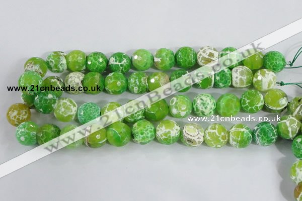 CAA373 15.5 inches 14mm faceted round fire crackle agate beads