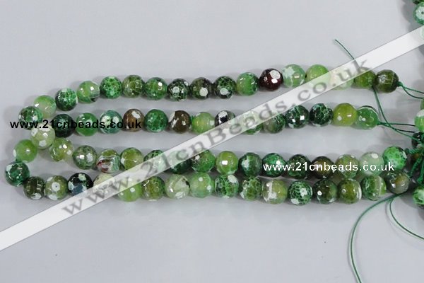 CAA375 15.5 inches 8mm faceted round fire crackle agate beads