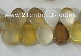 CAA3751 Top drilled 5*8mm flat teardrop line agate beads