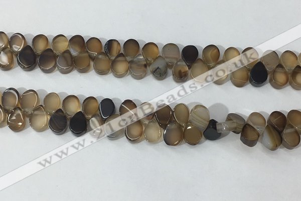 CAA3753 Top drilled 5*8mm flat teardrop line agate beads