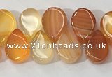 CAA3757 Top drilled 5*8mm flat teardrop line agate beads